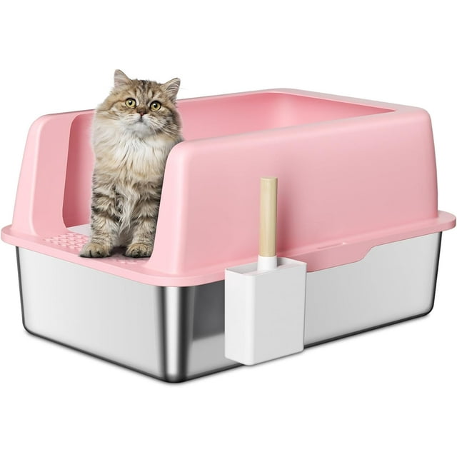 Stainless Steel Litter Box with Lid, Extra Large Cat Litter Box, XL