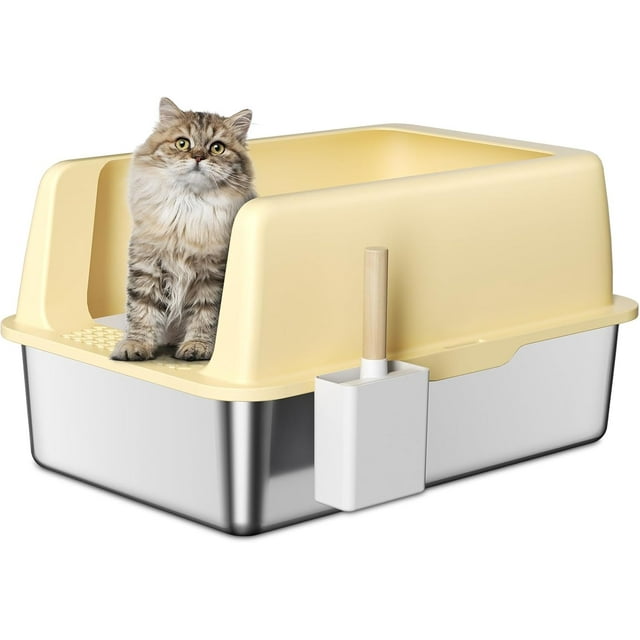 Stainless Steel Litter Box with Lid, Extra Large Cat Litter Box, XL