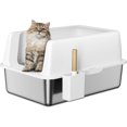 thumbnail image 1 of Stainless Steel Litter Box with Lid, Extra Large Cat Litter Box, XL Large Metal Litter Box for Big Cats with High Sided, White (Non-Sticky, Easy to Clean, Anti-Urine Leakage), 1 of 11