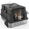 thumbnail image 1 of Stainless Steel Litter Box with Lid, Extra Large Enclosed Metal Cat Box, Front Entry Top Exit Kitty Litter Box with Litter Scoop and Litter Mat, Black, 1 of 9