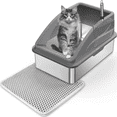 thumbnail image 1 of Stainless Steel Cat Litter Box with Lid,FurLove Extra Large Litter Boxes for Big Cats High Corner,20L Extra Large Cat Litter Boxes, Leakproof, Easy to Clean, Dark Gray, 1 of 9