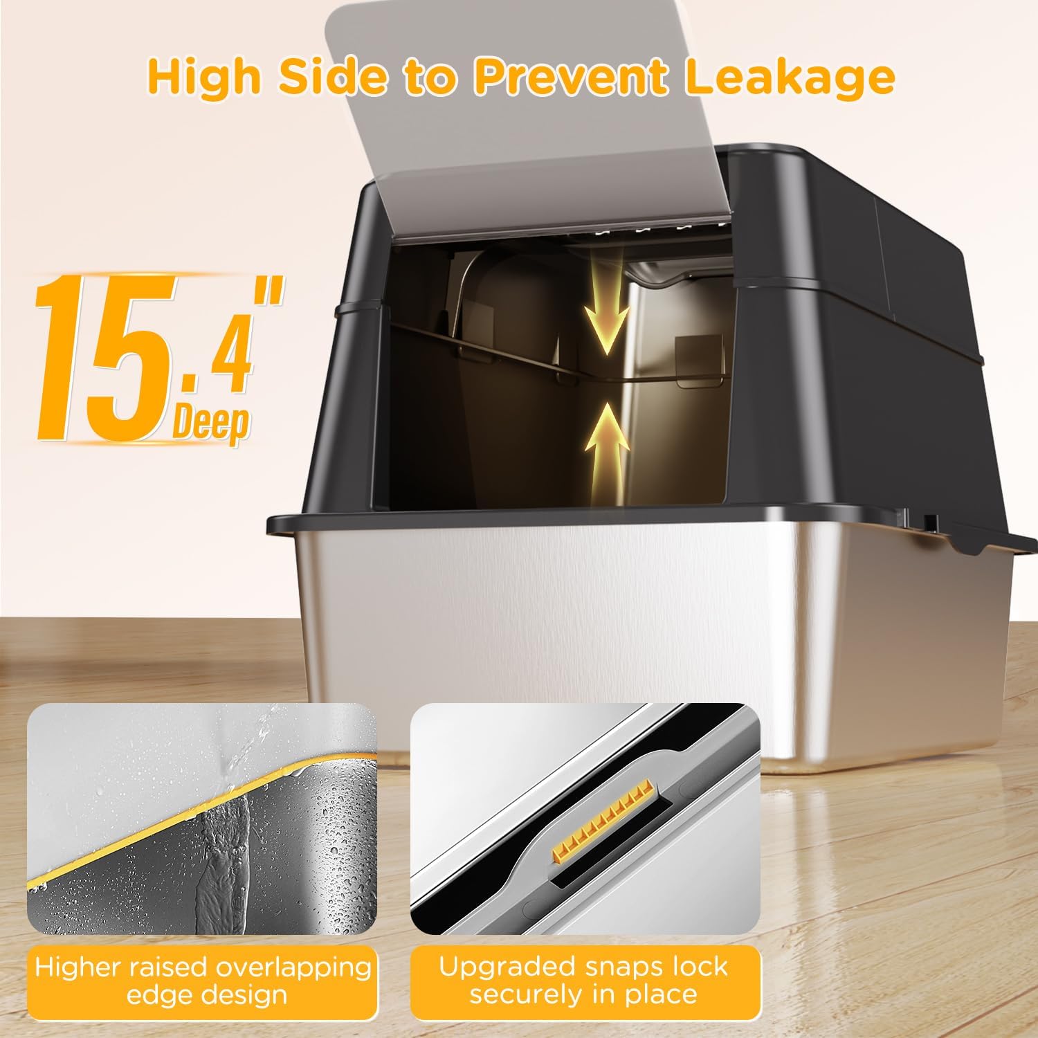 Stainless Steel Litter Box with Lid, XL Closed Metal Litter Box Modular ...