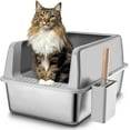 Stainless Steel Litter Box with Lid, XL Extra Large Cat Litter Box