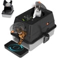 thumbnail image 1 of Stainless Steel Litter Box with Lid, XL Extra Large Cat Litter Box Enclosure, Front & Top Entry Covered Metal Cat Box with Steps & Scoop, Easy Cleaning, 1 of 17
