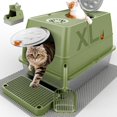 thumbnail image 1 of Stainless Steel Litter Box with Lid, XL Extra Large Litter Box, Enclosed Top Entry Metal Litterbox for Big Cat, Easy Cleaning, Anti-Leakage & High Sided with Mat, Aisle & Scoop, Pink, 1 of 8