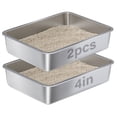 thumbnail image 1 of Stainless Steel Litter Box Medium-Metal Cat Litter Box Low Entry,4 inch Sided for Old Cats Kitty Kitten Odor-Proof Non-Stick Easy Clean Cat Litters Box (2 Pack), 1 of 7