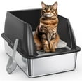 Stainless Steel Litter Box,XL Metal Litter Box with Lid,High Side Cat