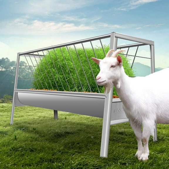 Stainless Steel Livestock Feed Stand, 2-in-1 Hay Water Trough, Heavy-Duty Joints, Ranch Durability