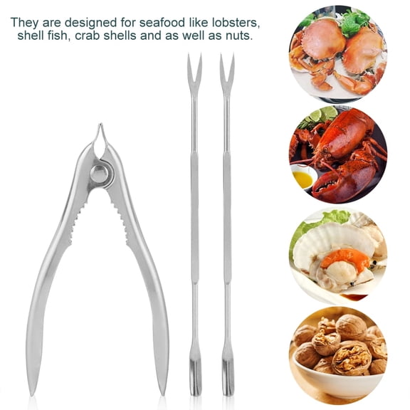 Stainless Steel Lobster Crab Cracker Shell Claw Seafood Forks Nuts Opener Kitchen Gadgets, Steel Seafood Cracker, Lobster Shell Cracker