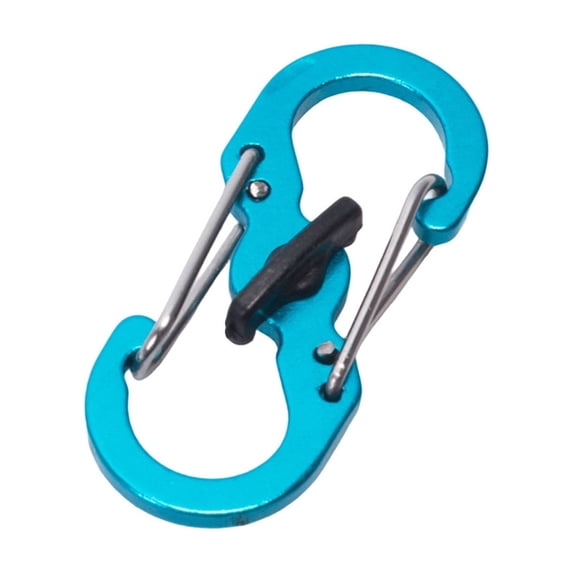 Stainless Steel Locking Figure 8 Quick Release Carabiner Clip,Anti-Theft S-Type Keychain Hook with Backpack Travel Bag Purse Outdoor Hanging Blue