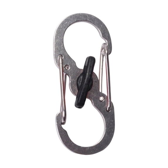 Stainless Steel Locking Figure 8 Quick Release Carabiner Clip,Anti-Theft S-Type Keychain Hook with Backpack Travel Bag Purse Outdoor Hanging Silver