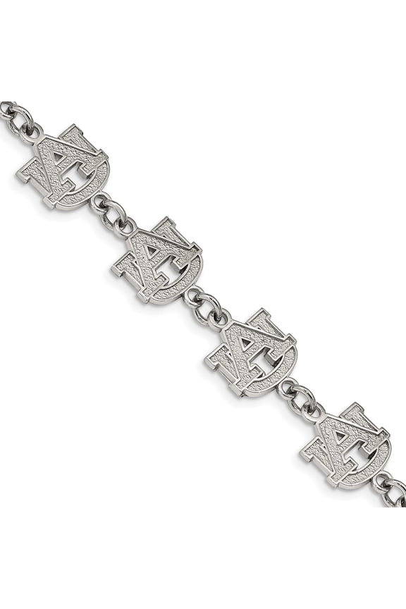 Stainless Steel Logoart Auburn Univ Logo Link With 1.5 In Ext. Bracelet Made Thailand st515au
