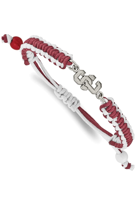 Stainless Steel LogoArt University of Southern California S-C Adjustable Cord Bracelet