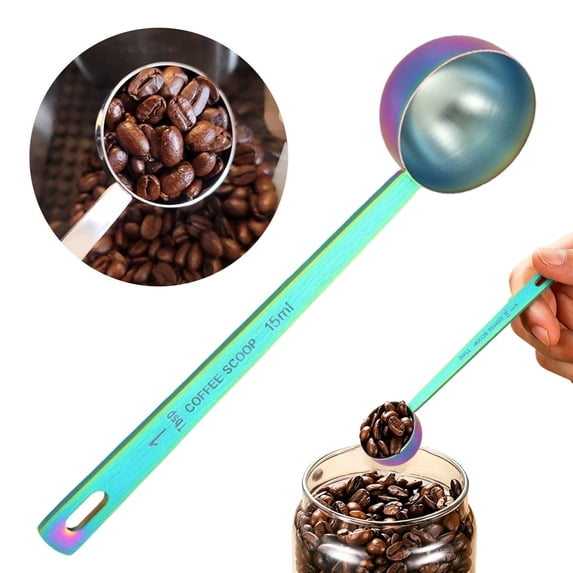 Stainless Steel Long Handle Graduated Measuring Spoon, Dual 15ml / 30ml Capacity Coffee & Spice Scoop, Durable Multipurpose Kitchen Baking Measuring Tool