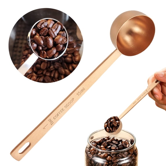 Stainless Steel Long Handle Graduated Measuring Spoon, Dual 15ml / 30ml Capacity Coffee & Spice Scoop, Durable Multipurpose Kitchen Baking Measuring Tool