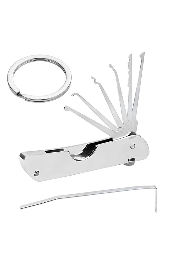 Stainless Steel Long Handle Hook & Pick Set - 3.54" Multi-Use Extractor Tool for O-Rings/Clips/Wires, Mini Mechanic Repair Kit with Key Ring (0.59in 3pc)​​