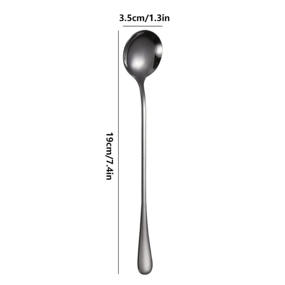 Stainless Steel Long Handle Mixing Spoon Coffee Stirrer Ice Cream Spoon Round Tip