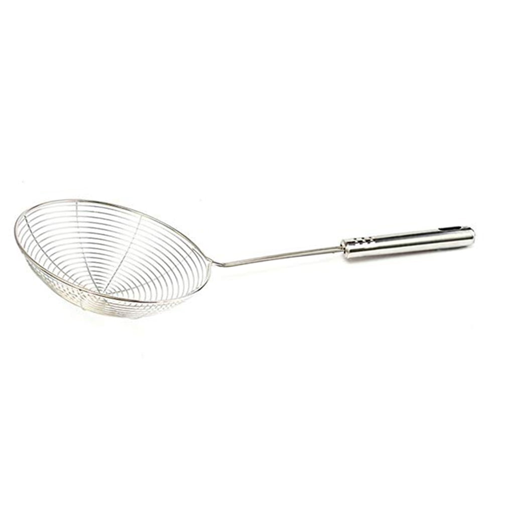 Stainless Steel Long Handle Round Mesh Strainer Drainer Sifter Colander Spoon Kitchen Tool