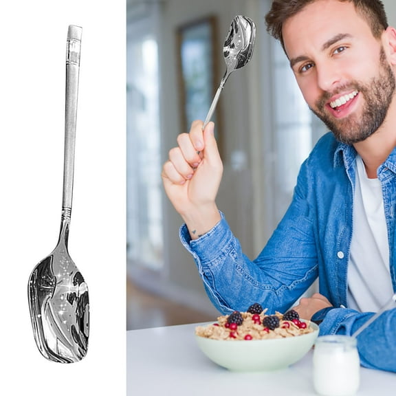 Stainless Steel Long Handle Spoon | Durable Multi-Purpose Dining Utensil, Rust-Resistant, High-Polish Finish | Ideal for Soup, Congee, Adults, Modern Flatware 1-Pack