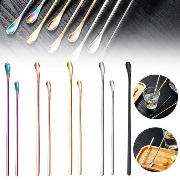 Stainless Steel Long Handle Spoon Stirrer Stirring Stick Mixing Drink Coffee Tea Cocktail Bar Utensil Under $5, Kitecy Stainless Steel Stir Spoon Long Handle Mixing Spoon Coffee Drink Mixer