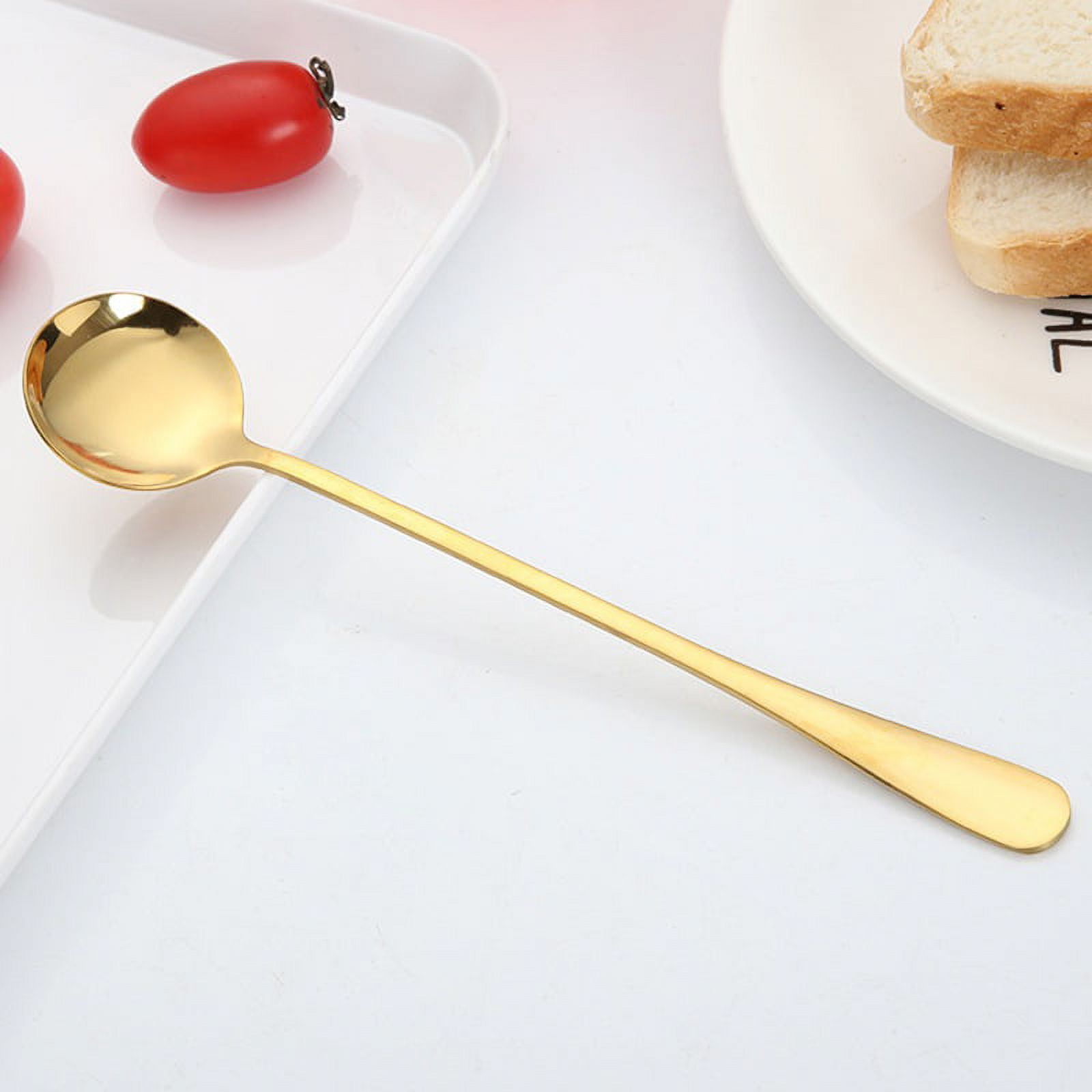 Stainless Steel Long Handled Dessert Spoons for Latte Ice Teaspoons