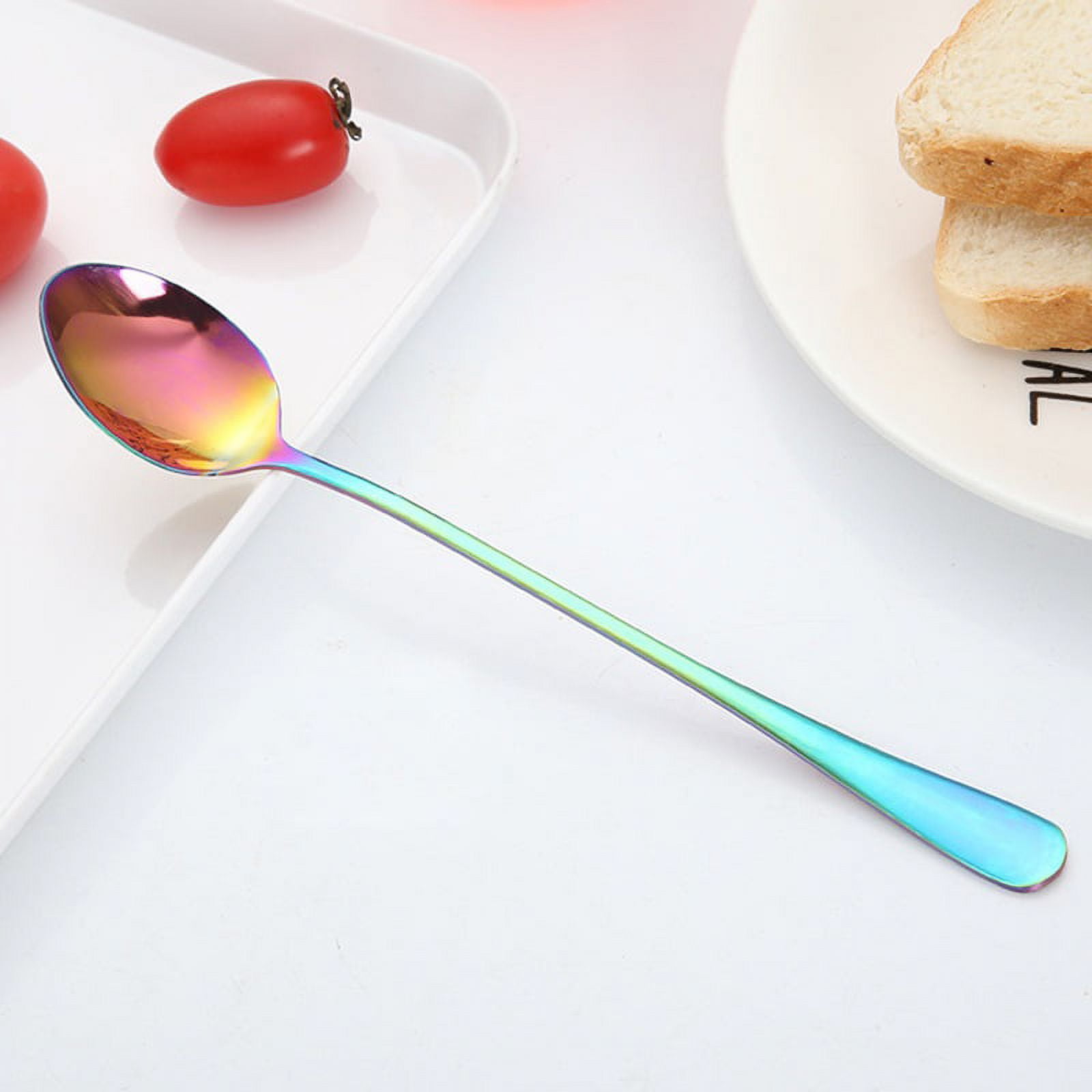 Stainless Steel Long Handled Dessert Spoons for Latte Ice Teaspoons