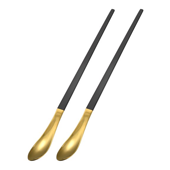 Stainless Steel Long Stirring Spoon, 2Pack 10-Inch Coffee Stir Sticks for Party Bar Restaurant(Gold Black)