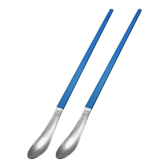 Stainless Steel Long Stirring Spoon, 2Pack 10-Inch Coffee Stir Sticks for Party Bar Restaurant(Silver Blue)