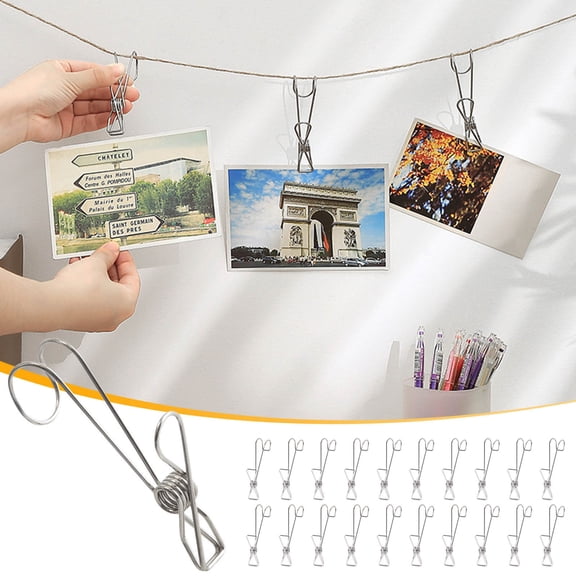 Stainless Steel Long Tail Clip with Hooks 5/10/20Pcs, 2024 New Stainless Steel Clothes Pins Hanging Bag Universal Clips, Upgrade Clothes Pins Heavy Duty Outdoor, Clothes Pins for Photos