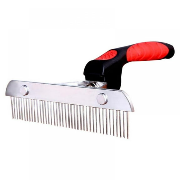 Stainless Steel Long Tooth Pet Rake Brush Deshedding Tool Beauty Comb For Large Dogs,Black Red