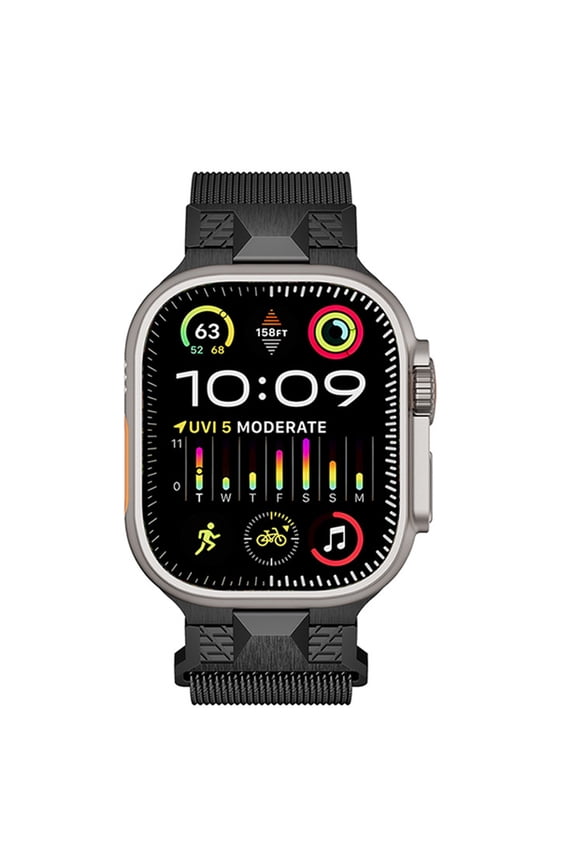 Stainless Steel Loop for Apple Watch Band 42mm 44mm 45mm 49mm, Magnetic Clasp Replacement Bands for iwatch Series Ultra SE 8 7 6 5 4 3 2 1, Women & Men Watch Strap for Apple,Black