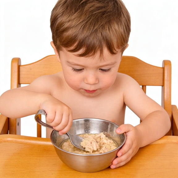 Stainless Steel Loop Handle Training Utensils - Ergonomic Baby Fork And Spoon Set - Perfect For Youngsters Learning Self-Feeding Skills