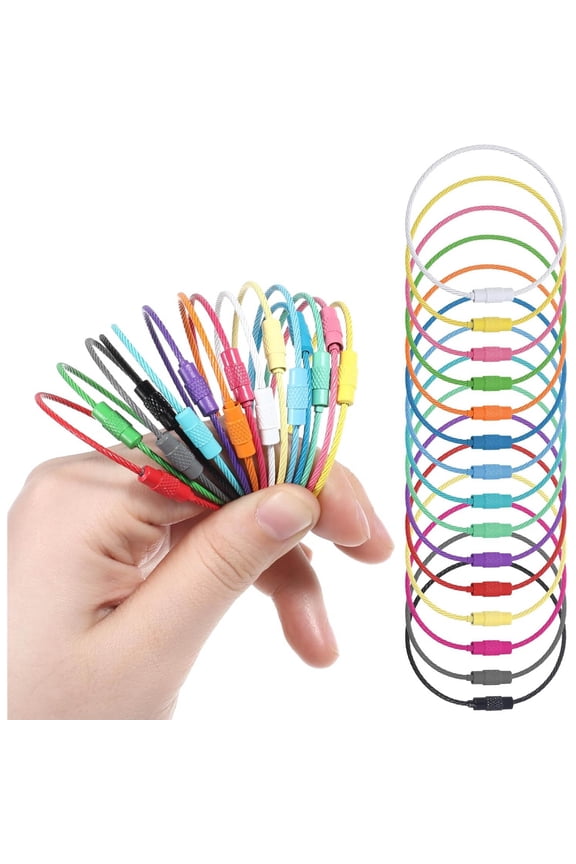 Stainless Steel Loops, Multicolor Flexible Key Rings, Wire Keychain Cable Large Key Rings, Extendable Wire Keychain Cable for Luggage Tags, Key Tags, Keyrings, Kitchen Utensils