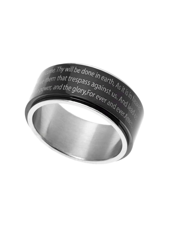 Stainless Steel Lord's Prayer Engraved Spinner Ring - Religious Faith Jewelry Gift for Men and Women size 5