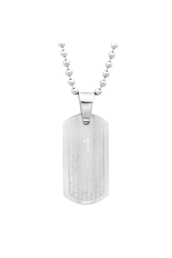 Stainless Steel Lords Prayer Pendant- English