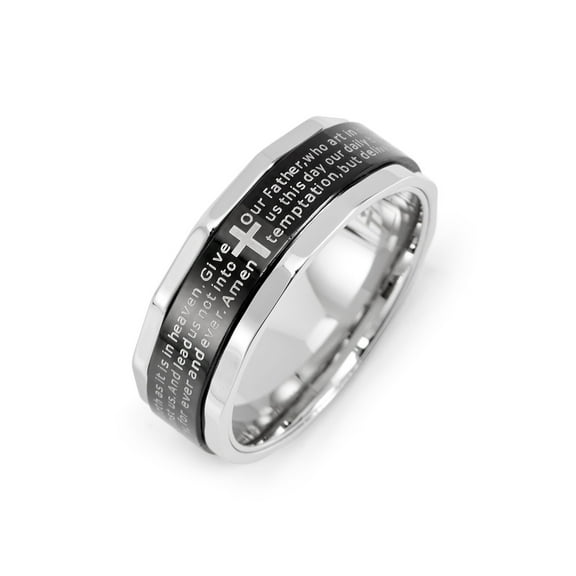 Stainless Steel Lords Prayer Spinner Ring