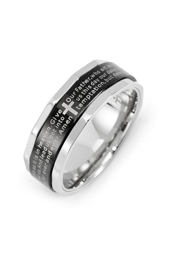 Stainless Steel Lords Prayer Spinner Ring
