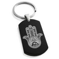 thumbnail image 1 of Tioneer Stainless Steel Lotus Hamsa Hand of Fatima Engraved Dog Tag Keychain Keyring, 1 of 1