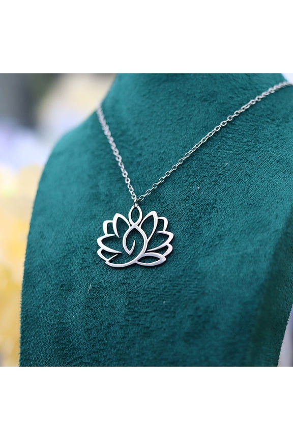 Stainless Steel Lotus Unalome Pendant Yoga Healing Necklace for Women Men Flower Amulet Choker Jewelry Birthday Gifts