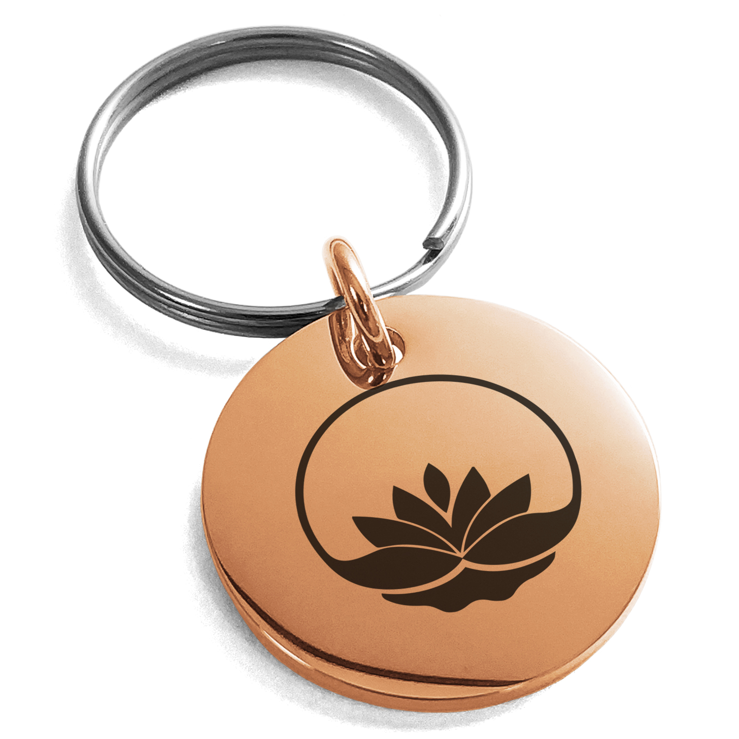 Zen Keychain Stainless Steel Lotus Zen Engraved Small Medallion Circle Charm ...