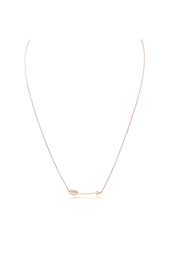 Stainless Steel Love Arrow Necklace in Gold Plating, 16+ 2 Chain