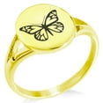 thumbnail image 1 of Stainless Steel Love Butterfly Minimalist Oval Top Polished Statement Ring, 1 of 1