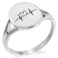 thumbnail image 1 of Tioneer Stainless Steel Love Heart Lifeline Minimalist Oval Top Polished Statement Ring, 1 of 1