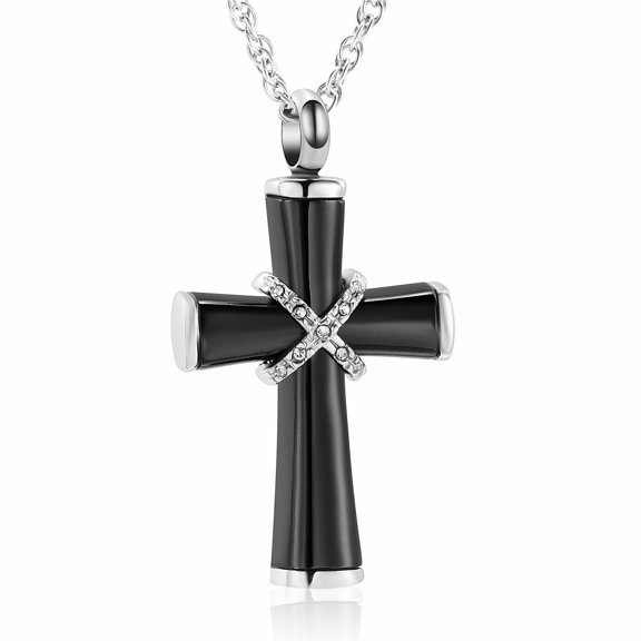 Stainless Steel Love Infinity Cross Urn Pendant Cremation Jewelry for Ashes Holder Memory Necklace