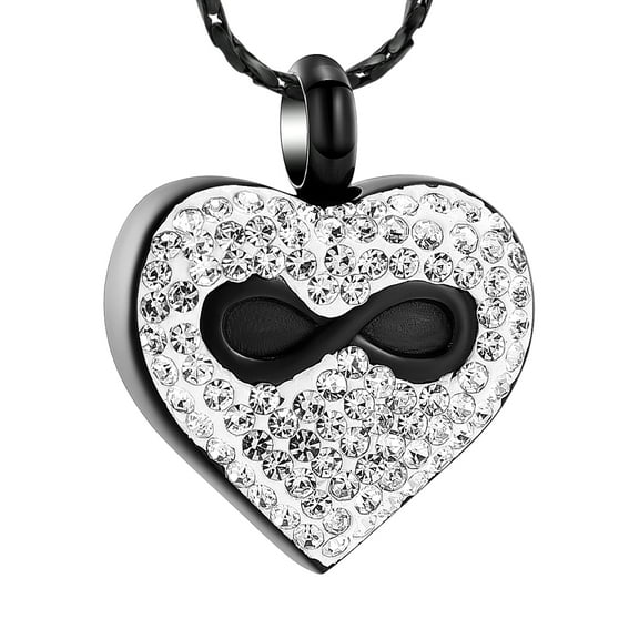 Stainless Steel Love Infinity Heart Cremation Urn Pendant with Chain Ash Necklace for Cremation Ashes Keepsake Memorial Jewelry
