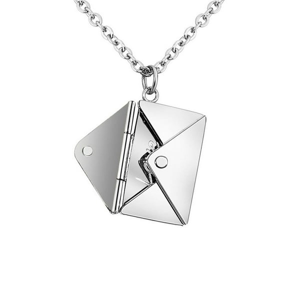 Stainless Steel Love Letter Envelope Pendant Necklace for Women - 18K Gold Plated Couple Gift, 45cm Chain, Mirror Finish, Hypoallergenic Jewelry for Mother's Day, Christmas & Special Occasions