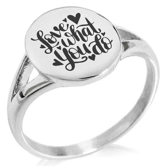 Stainless Steel Love What You Do Minimalist Oval Top Polished Statement Ring