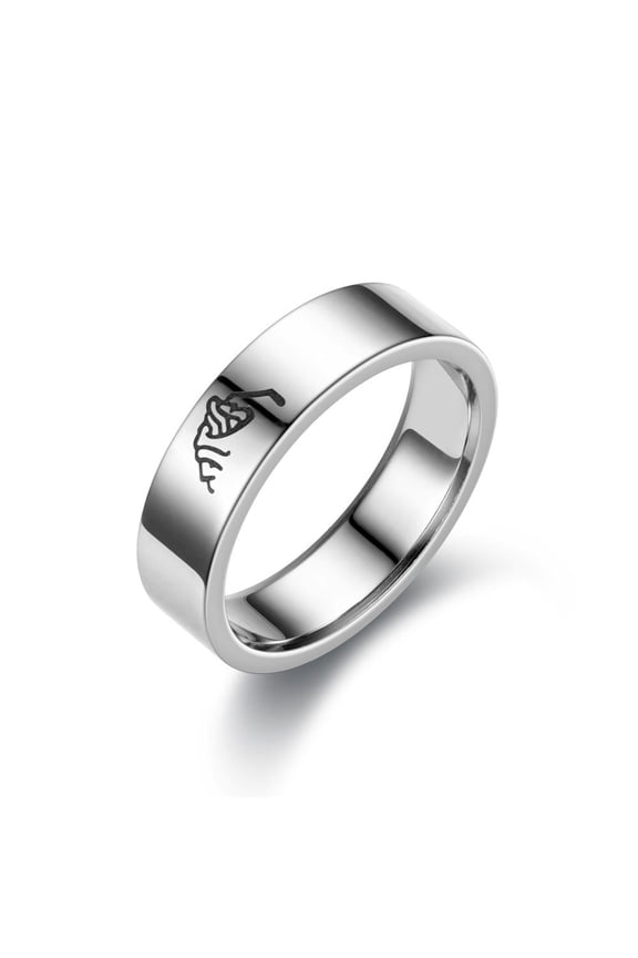 Stainless Steel Lovers Ring Holding Hands With Their Son Silver Mens And Womens Styles Size Five Six Eight Nine Ten