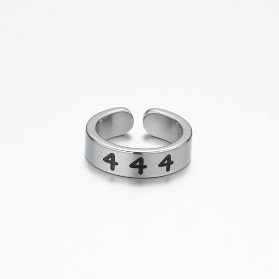 Womens Stainless Steel Ring Vintage Lucky Number Ring Fashion Silver Number Text Ring High Quality Design Statement Ring