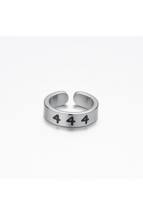 Womens Stainless Steel Ring Vintage Lucky Number Ring Fashion Silver Number Text Ring High Quality Design Statement Ring